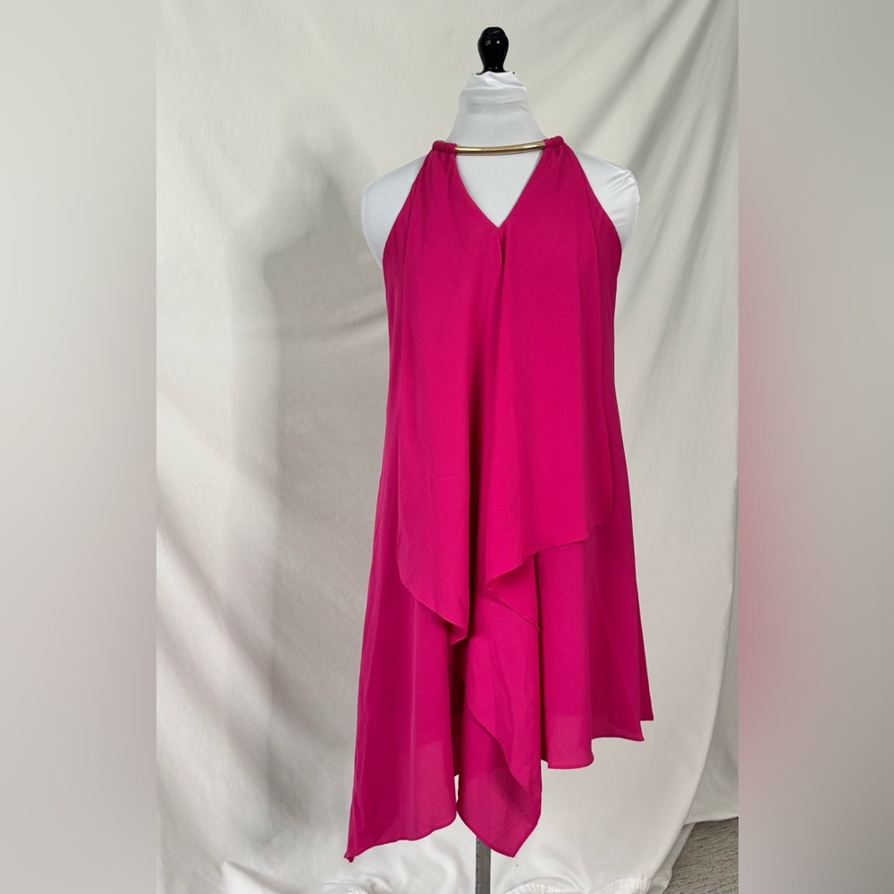 Kensie Snake Chain Pink Asymmetrical Party Dress - Picture 2 of 16